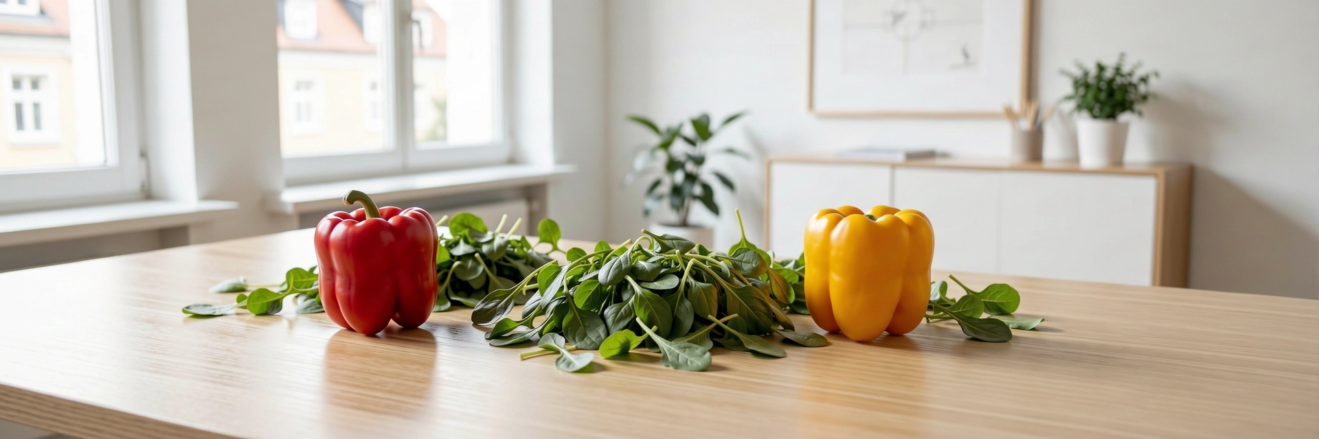 Frisches Gemüse in einem hellen Beratungsraum